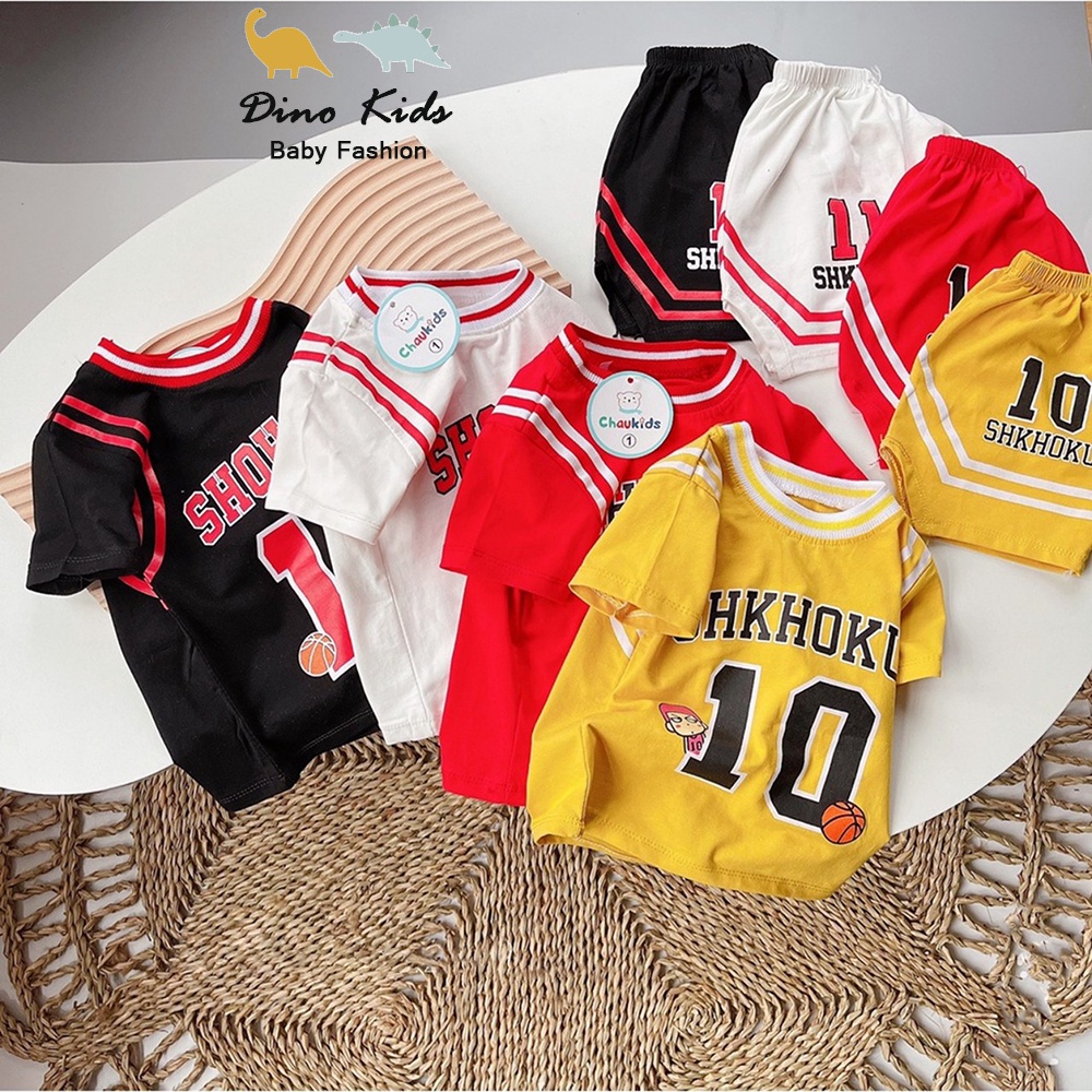 Bộ bé trai, bộ quần áo cộc tay thể thao SHKHOKU khỏe khoắn chất cotton QC cho bé