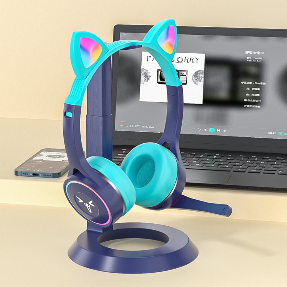 Tai Nghe Không Dây Tai Mèo Dễ Thương Có Mic Mũ Bảo Hiểm Âm Trầm Âm Thanh Nổi Đèn Phát Sáng Quà Tặng Bluetooth Cho Game Thủ Tai Nghe Chơi Game Trẻ Em Bé Gái Điện Thoại Pc Tương Lai