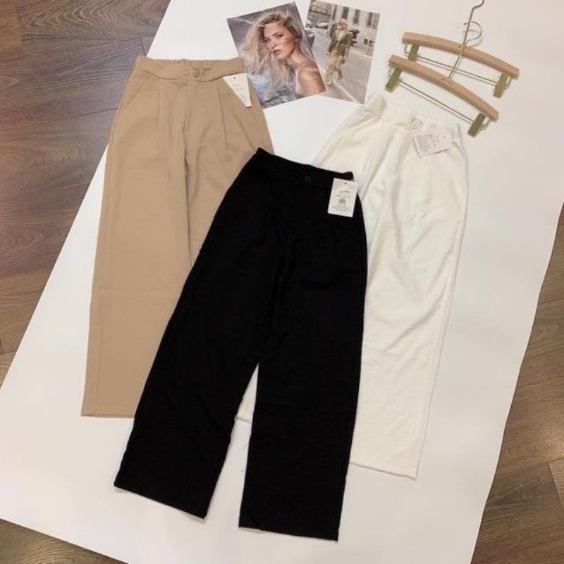 Quần Culottes đũi dáng xuông ống rộng lửng bigsize  9 tấc nữ- Màu Đen Trắng - Vải đũi xước mềm mặc công sở đi biển ở nhà