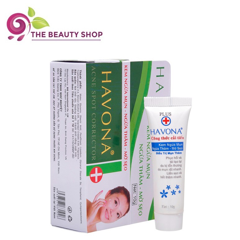 KEM CHẤM MỤN THÂM HAVONA 10G (E19 HỘP XANH LÁ)