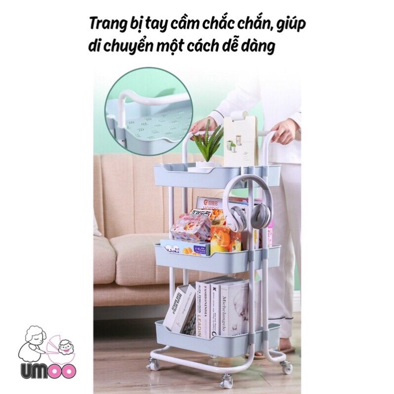 Kệ Đa Năng 3 Tầng Cao Cấp Có Bánh Xe Umoo UM-0988
