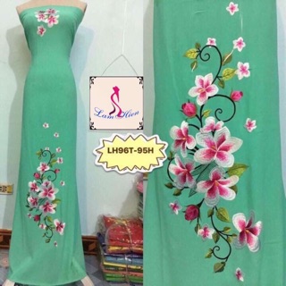 Vải áo dài tằm ý bông thêu LH96T