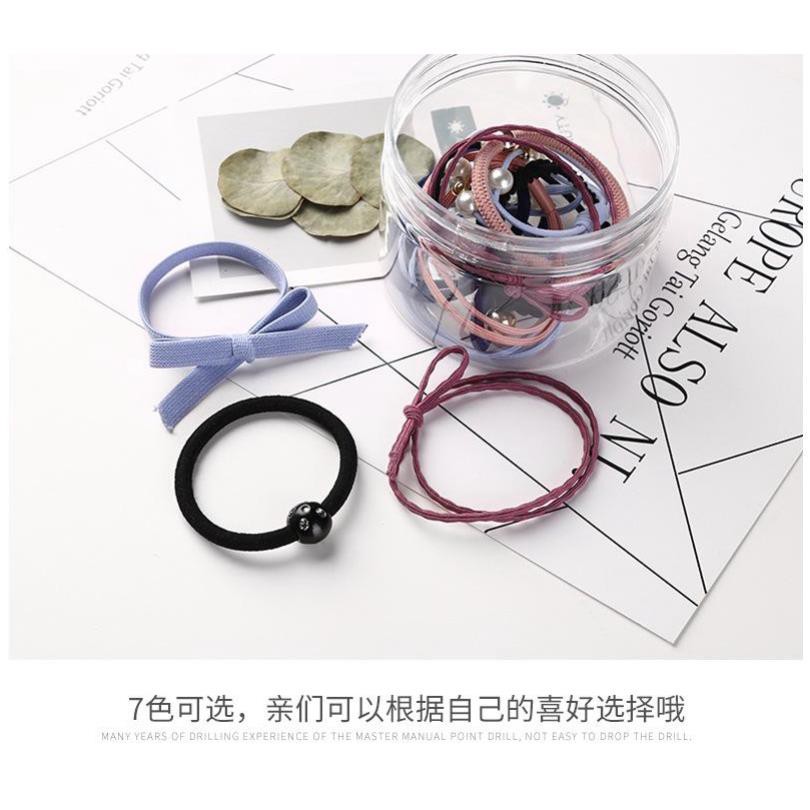 Set 12 dây buộc tóc đơn giản Hàn Quốc dễ thương kèm hộp