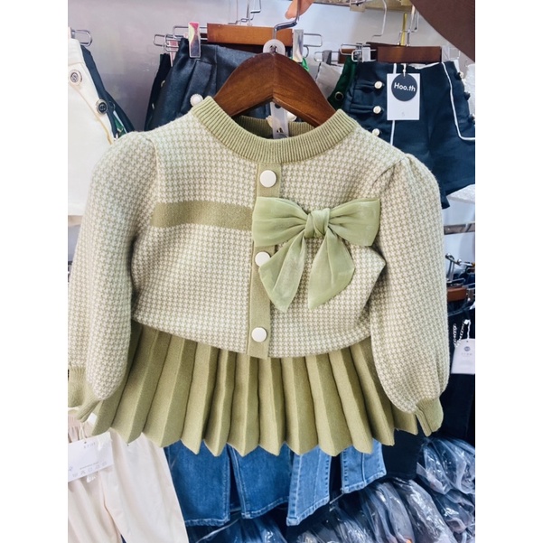 Sét váy len nơ cao cấp cho bé gái 10-20kg