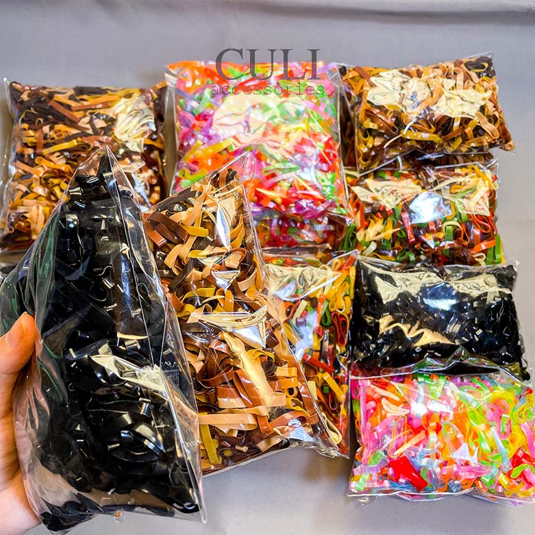 Thun cột tóc, chun cột tóc 100gr thun đen, mix màu sỉ - lẻ
