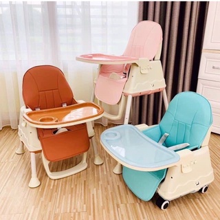 Ghế Ăn Dặm Đa Năng Hanbei Chính Hãng Đầy Đủ Phụ Kiện Đệm Bánh Xe Gấp Gọn