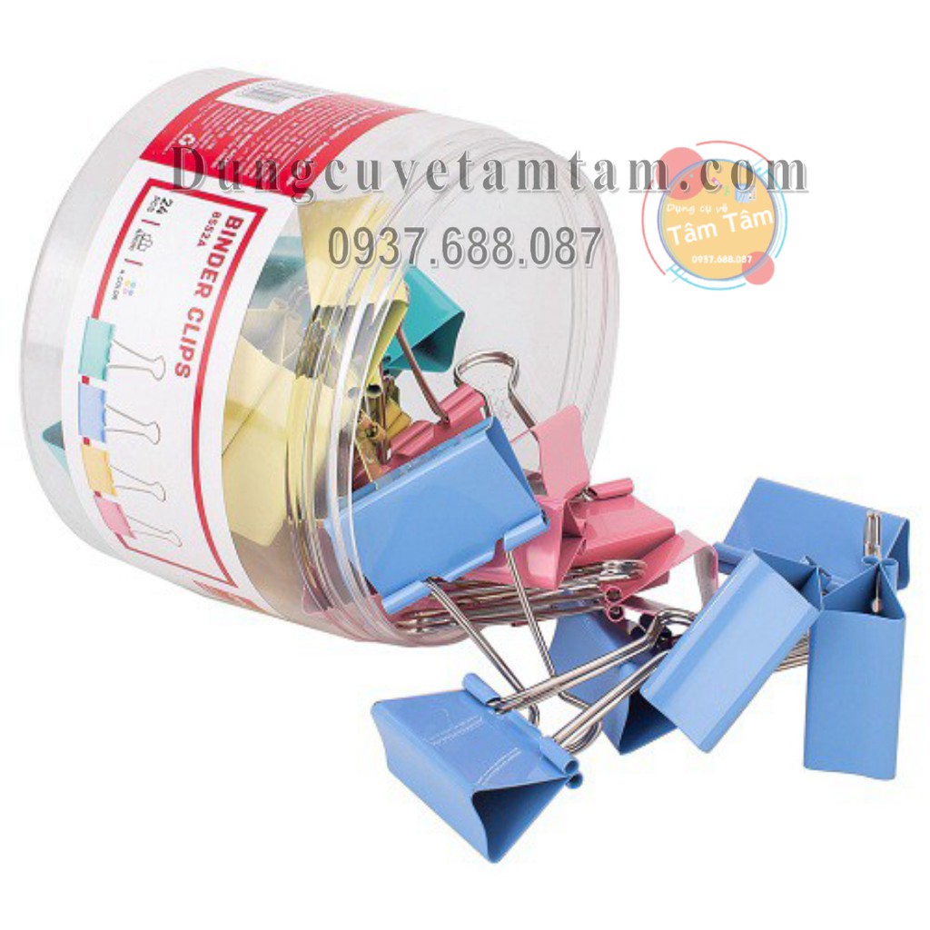 [ TÂM TÂM ]-Kẹp bướm màu 15mm/19mm/25mm/32mm/41mm/51mm, Kẹp bướm màu Deli