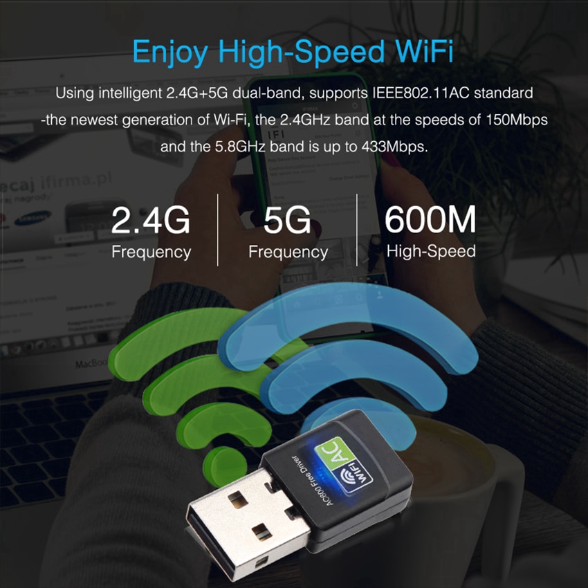 Dầu cắm USB thu tín hiệu wifi mini 600Mbps2.4GHz 5GHz | BigBuy360 - bigbuy360.vn