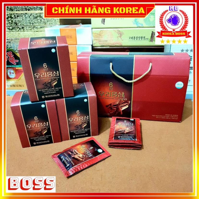 Nước hồng sâm hàn quốc Woori xách 30 gói, Korea Boss