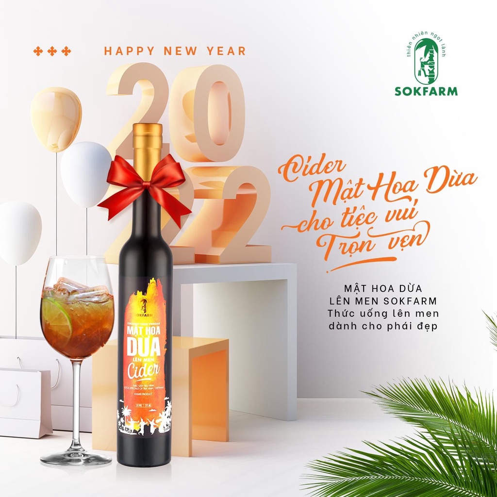 CIDER MẬT HOA DỪA - SOKFARM - NƯỚC TRÁI CÂY LÊN MEN