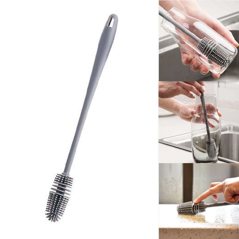 Long Handle Silicone Bottle Brush Cup Scrubber Kitchen Glass Cleaner