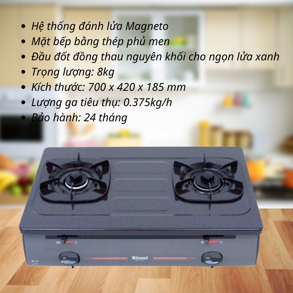 Bếp ga đôi Rinnai RV-4700N - Đánh lửa IC - Ngắt ga tự động - Hàng chính hãng STORE