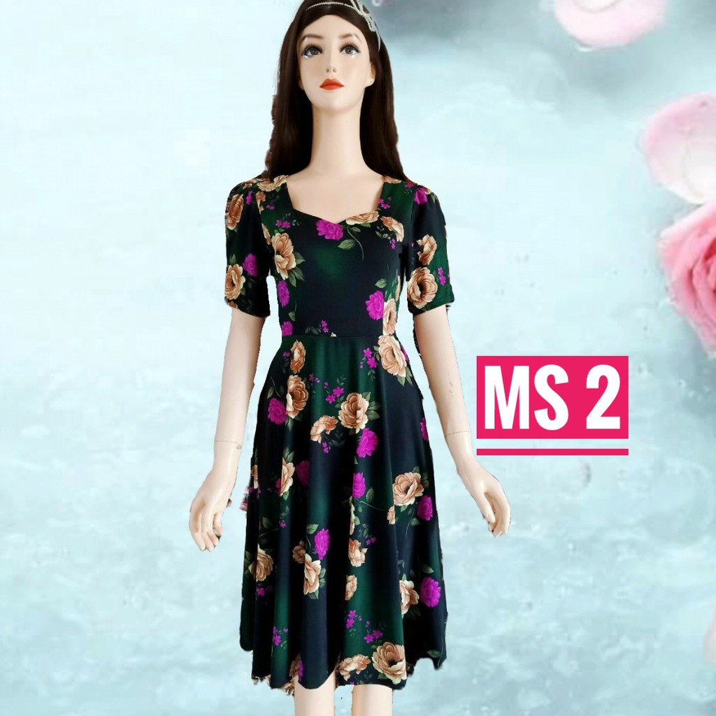 Đầm trung niên thun aty in 3D thun loại 1