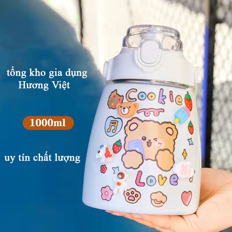 Bình nước cho bé đi học có ống hút, giữ nhiệt với lớp inox 304 cao cấp an toàn cho người sử dụng