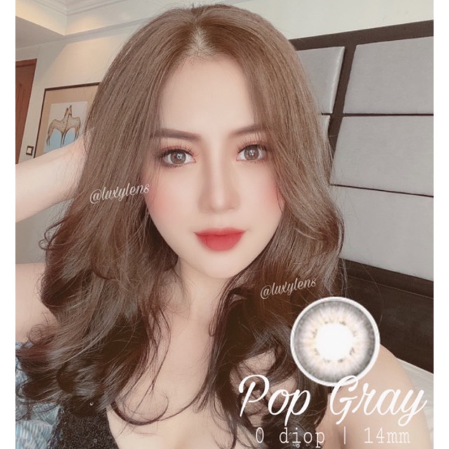 [ Ảnh Thật ] Lens Pop Gray 0 Độ 14mm Lens LUXY LENS Hàn Quốc - Cam Kết Chất Lượng