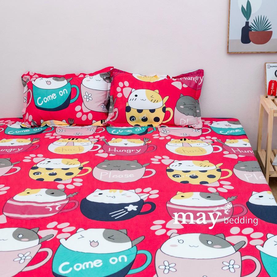 Drap trải giường May Bedding ga bọc nệm kèm 2 vỏ gối poly cotton kích thước m6 hoặc m8 nhiều mẫu | BigBuy360 - bigbuy360.vn
