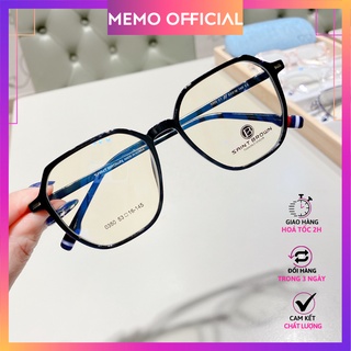 Gọng kính cận nam nữ MEMO dáng vuông đa giác đẹp nhựa acetate cao cấp, càng kính kim loại phong cách hàn quốc_SB035
