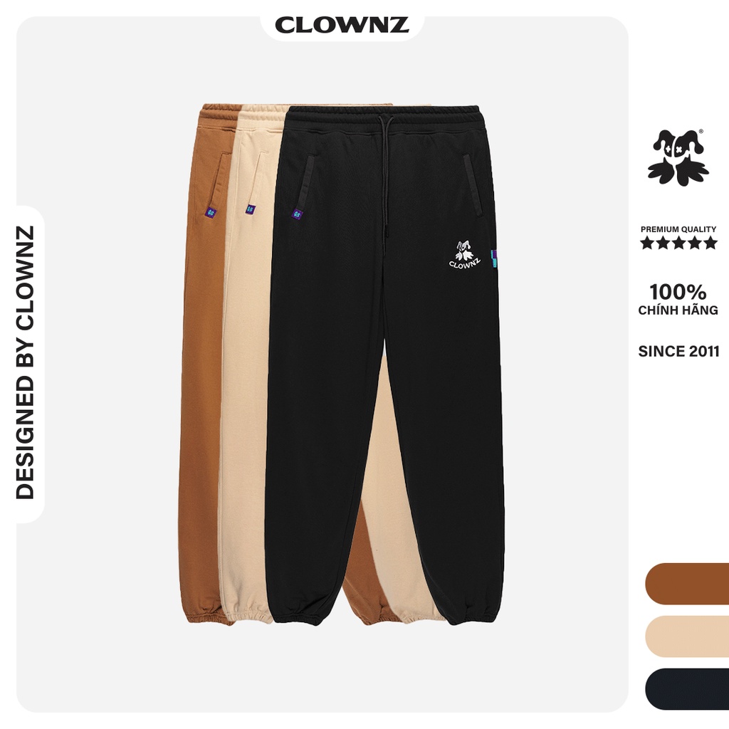 Quần nỉ bông, dáng rộng bo ống local brand ClownZ basic 3 màu unisex nam nữ