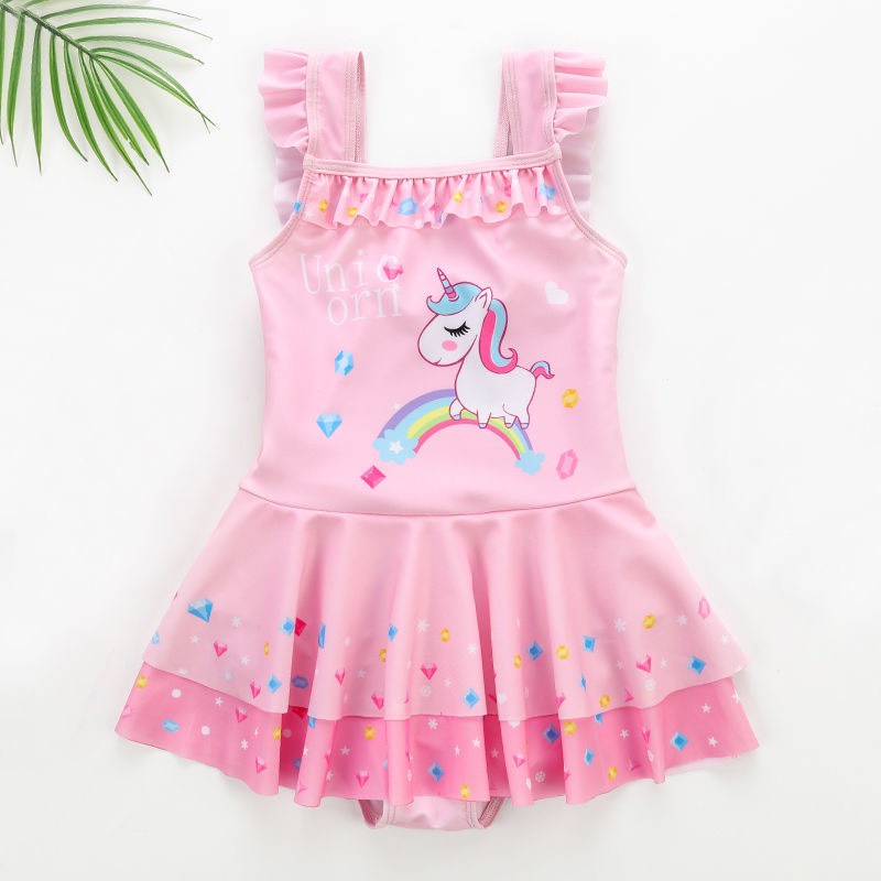 12-40kg_ Áo bơi bé gái size đại 2022 Unicorn, áo bơi kỳ lân hồng siêu xinh không kèm mũ