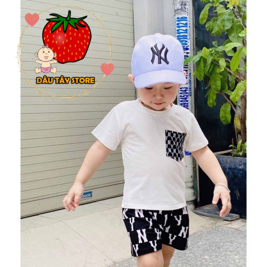 Đồ Bộ NY Siêu Ngầu Cho Bé Trai, Bé Gái Vải Cotton 100% Họa Tiết MLB NY, Bộ Cộc Tay Cho Bé Mặc Nhà Mùa Hè