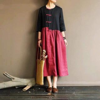 ĐẦM CỔ TRÒN NÚT TÀU ĐỎ