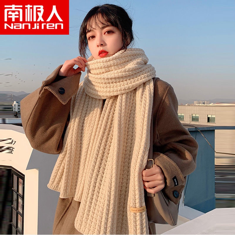 Khăn choàng cổ đan len dày giữ ấm mùa đông phiên bản Hàn Quốc dễ thương cho nữ