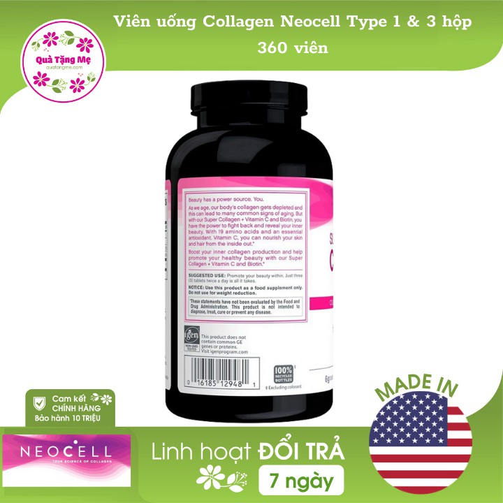 Viên uống Collagen Neocell Type 1 & 3 hộp 360 viên