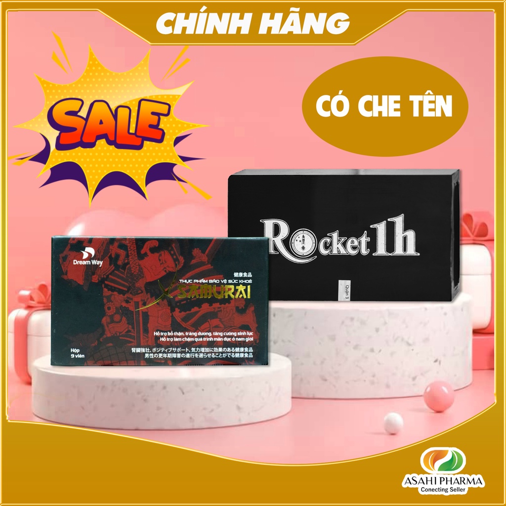 Thực phẩm tăng cường sinh lý Rocket 1H và viên ngậm Xsamurai - Bền bỉ, bổ thận, tráng dương (có che tên)