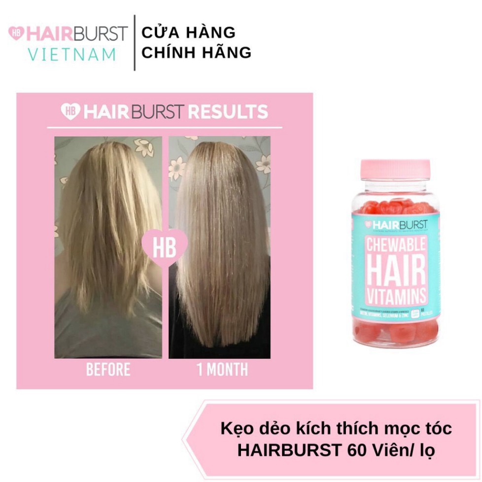 Combo Kẹo Dẻo + Xịt Dưỡng Làm Phồng, Kích Thích Mọc Tóc HAIRBURST 125ml + 60 Viên