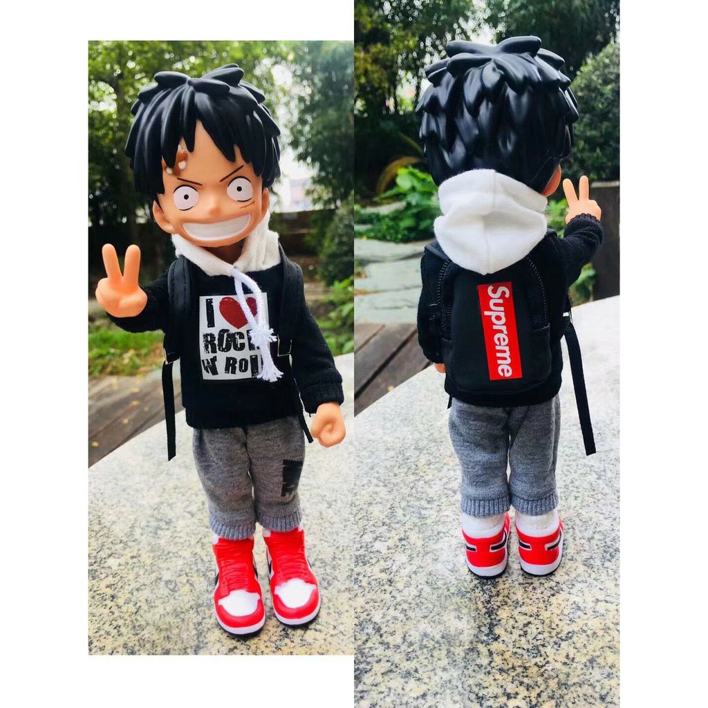 Mô hình đồ chơi Luffy chibi quần áo vải cao 23cm - One Piece