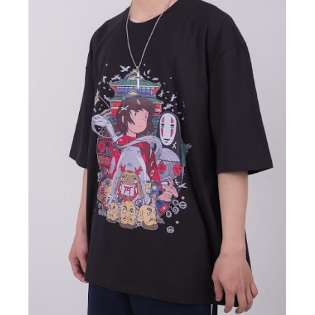 Áo Thun tay lỡ form rộng in hình phim hoạt hình Spirited Away Unisex