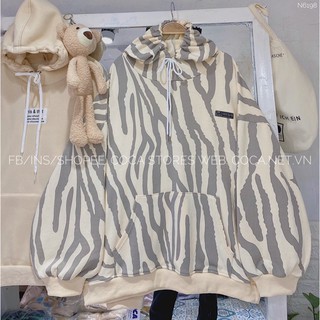 [N6198]🦓 Áo HOODIE nỉ bông VẰN logo vải (Có sẵn/ảnh thật)