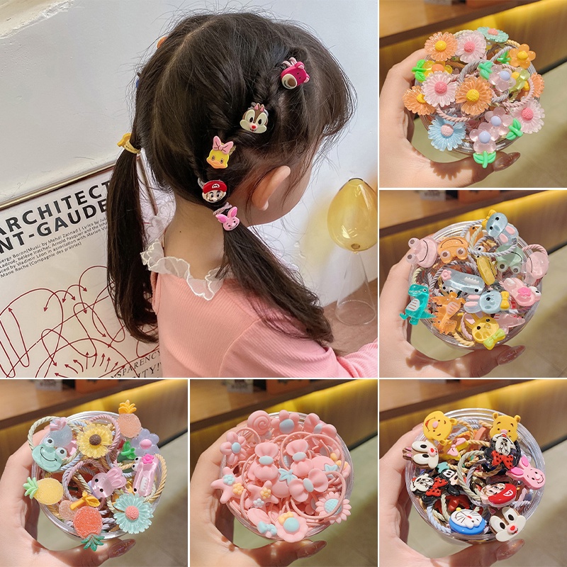 Phim hoạt hình dễ thương hình trái cây hình bông hoa vòng tóc động vật 30 bộ trong số 50 bộ vòng tóc nữ có độ đàn hồi cao