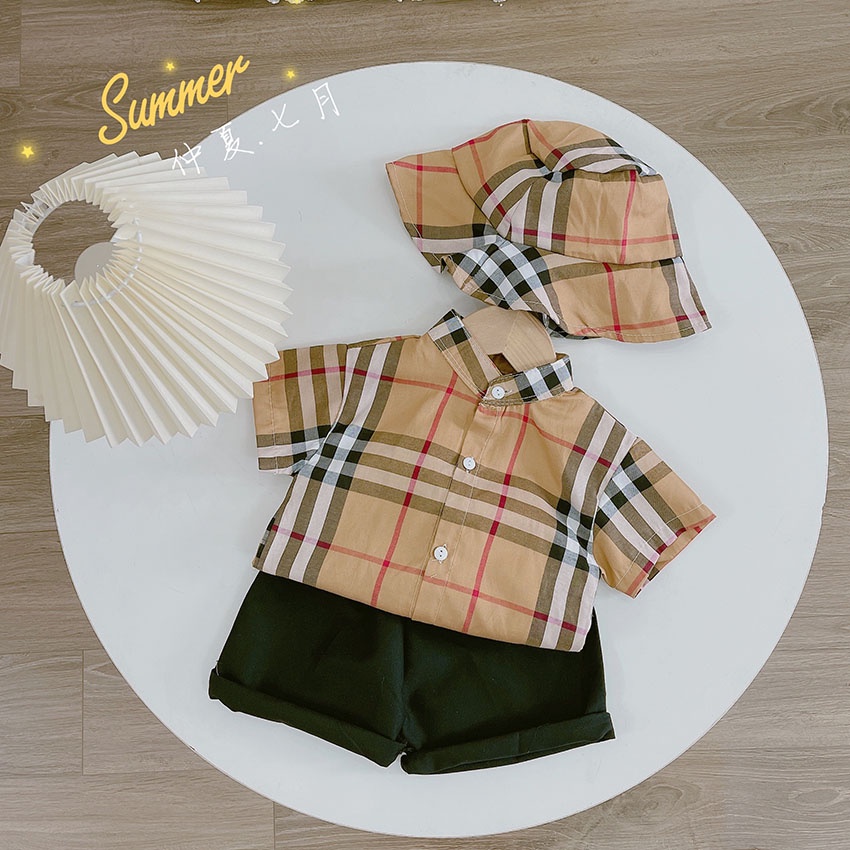 Bộ Quần Áo Trẻ Em Cộc Tay BBR TẶNG MŨ Vải Coton Sang Chảnh Cho Bé Trai - Bé Gái Từ 7-19kg