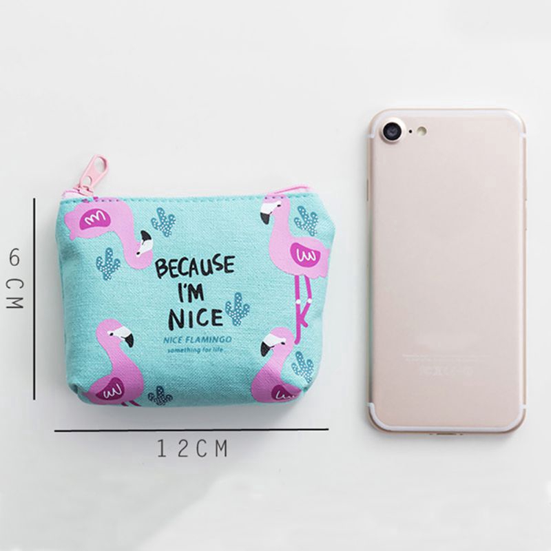 Túi đựng tiền đa năng họa tiết chim hồng hạc xinh xắn dành cho nữ | BigBuy360 - bigbuy360.vn