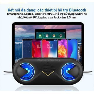 Loa bluetooth không dây mini cầm tay di dộng S6 bass căng đèn LED nhấp nháy theo nhạc