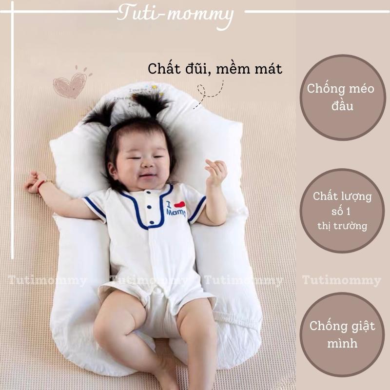 Gối Ôm Chữ U Cho Bé Chống Méo Đầu, Giật Mình Chất Cotton Siêu Mềm Mát