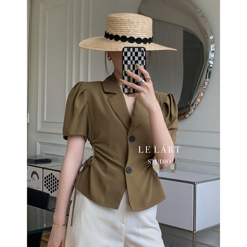 ✴●Bộ đồ thời trang xuân hè phối dây rút phong cách pháp dành cho nữ