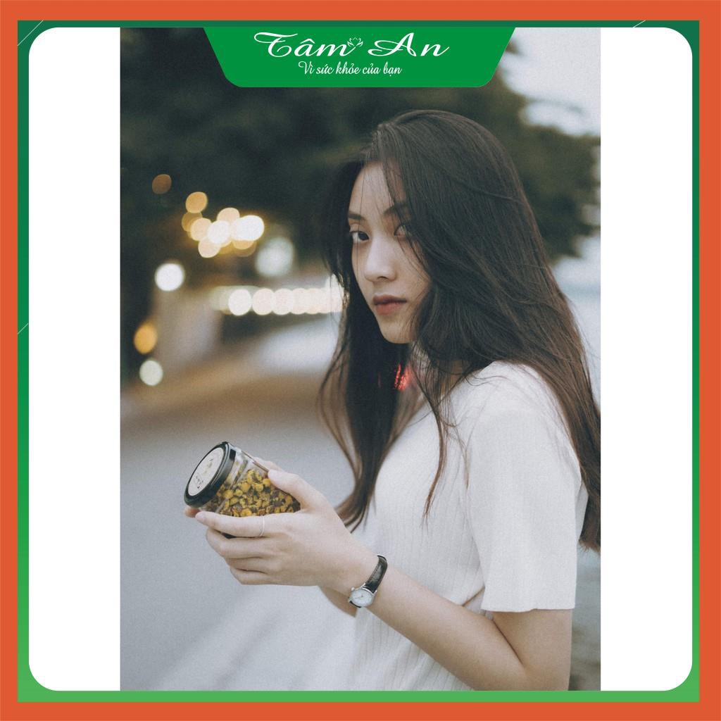 Trà hoa cúc hữu cơ sấy lạnh - Hũ 50gr ( Trà Ong Vàng) - Hoa cúc trồng làm trà, trên đất sạch, tưới nước sạch