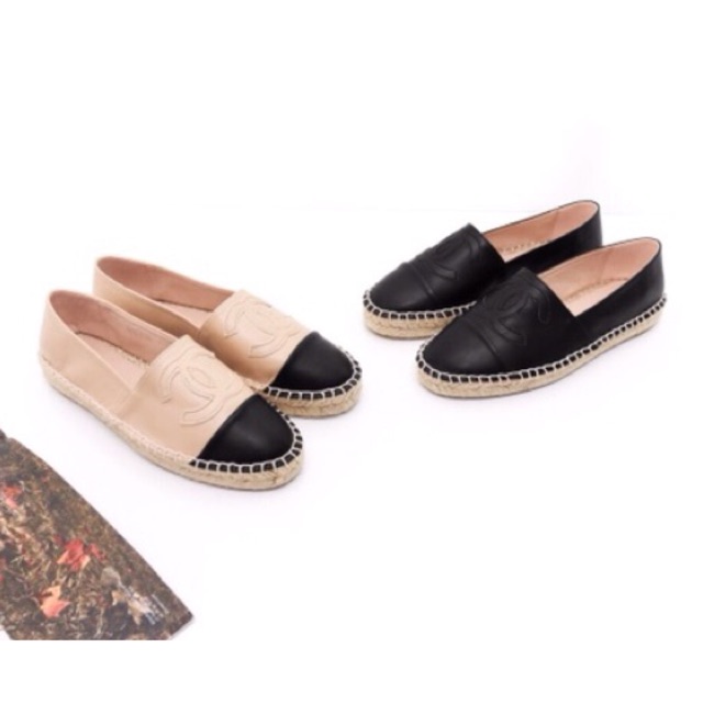 giày lười Slip On đế cói Da Mịn logo trìm hàng cao cấp Fullbox có hộp