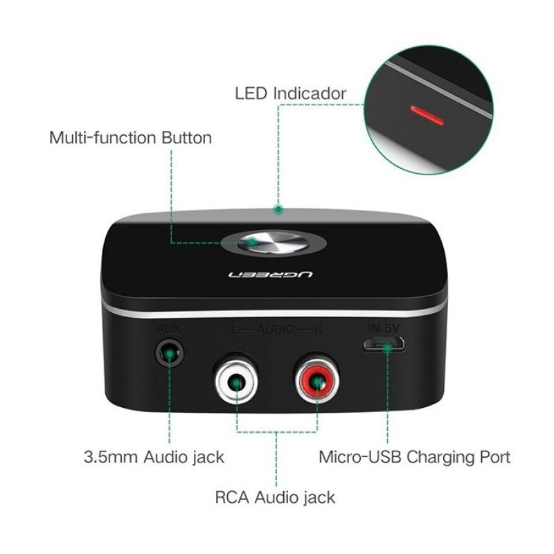 [Free ship từ 150k ] Thiết bị nhận Bluetooth 4.1 Music Receiver cho loa, amply Ugreen 30445 Hưng Thịnh computer