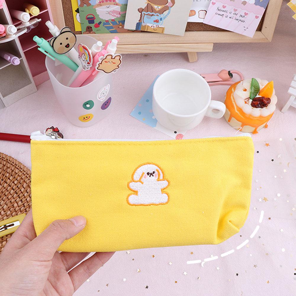 Túi Đựng Bút Bằng Vải Canvas Thiết Kế Đơn Giản Xinh Xắn