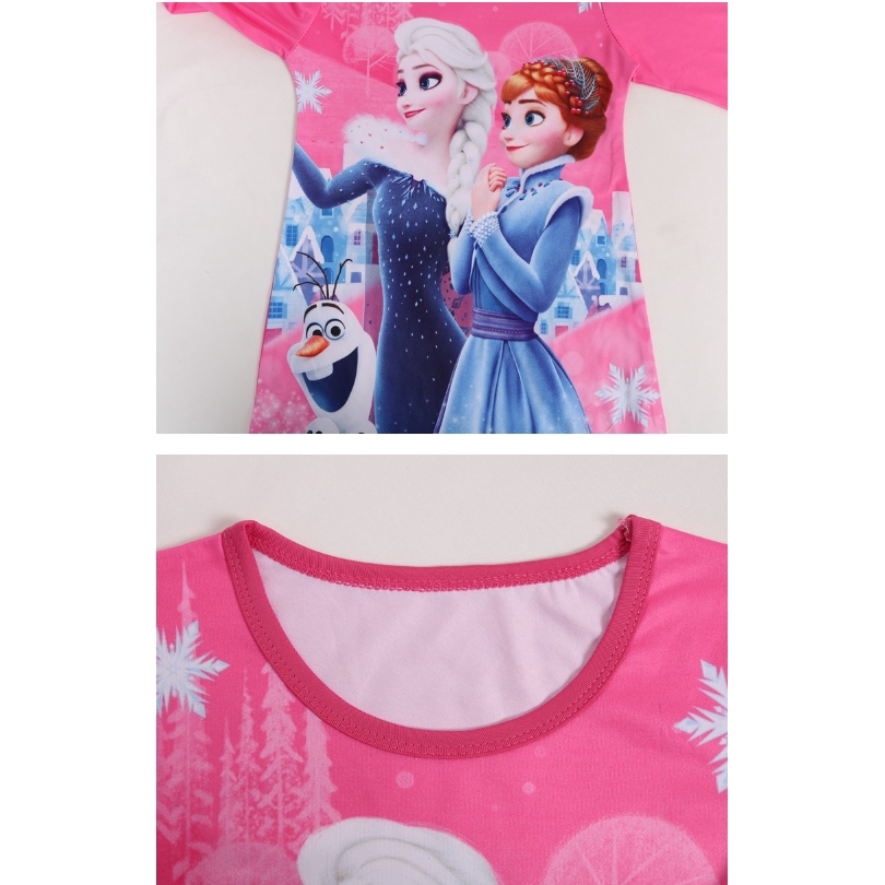 Áo ngủ tay dài in hình công chúa Elsa &amp; Anna trong phim Frozen cho bé gái