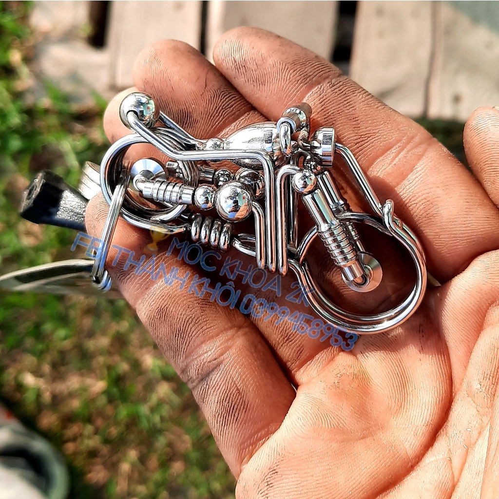 MÓC KHÓA INOX MẨU HÌNH XE MOTO BÓNG