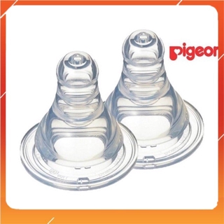 Núm vú Pigeon cổ hẹp silicone siêu mềm Size S M L Y (Hộp 2 cái)