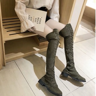 🖤 Boot đùi đan dây da lộn cao 3p 🖤 (+2% phí shopee thu )