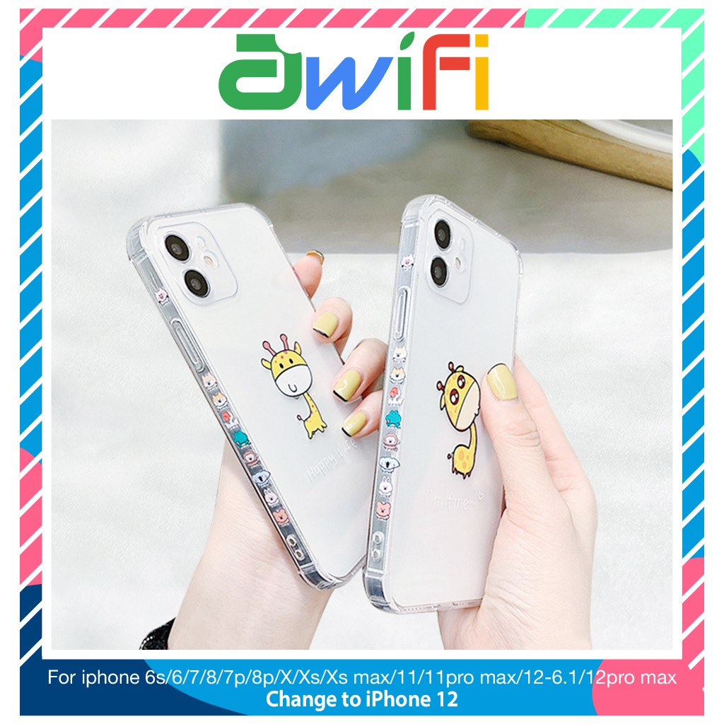 Ốp lưng iphone cạnh hình trong vuông hươu cute 6s/6splus/7/7plus/8/8plus/x/xr/xs/11/12/pro/max/plus/promax-Awifi A3-13