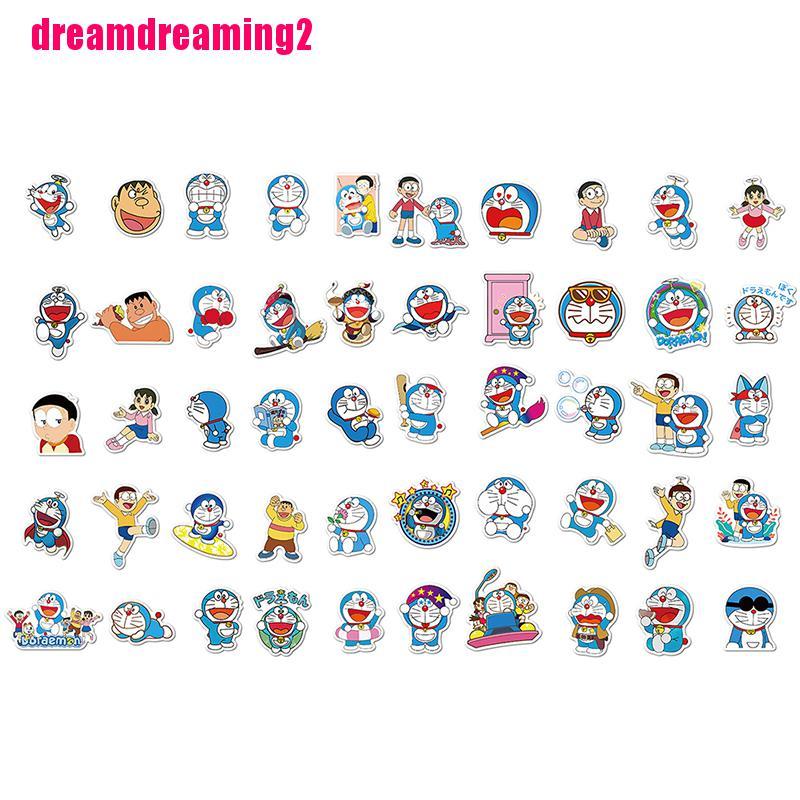 Bộ 50 Miếng Dán Trang Trí In Hình Doraemon Dễ Thương