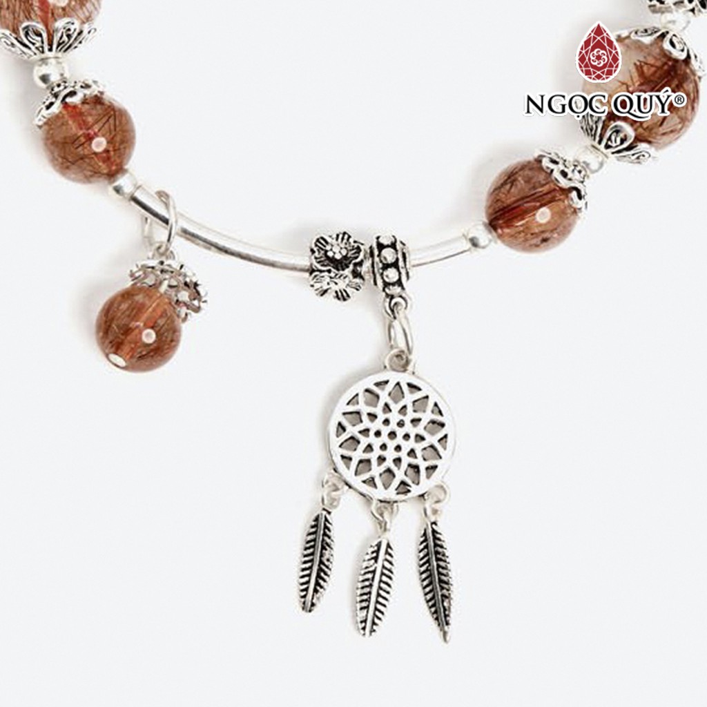 Vòng tay đá TA tóc đỏ phối dream catcher hạt 8mm - Ngọc Quý