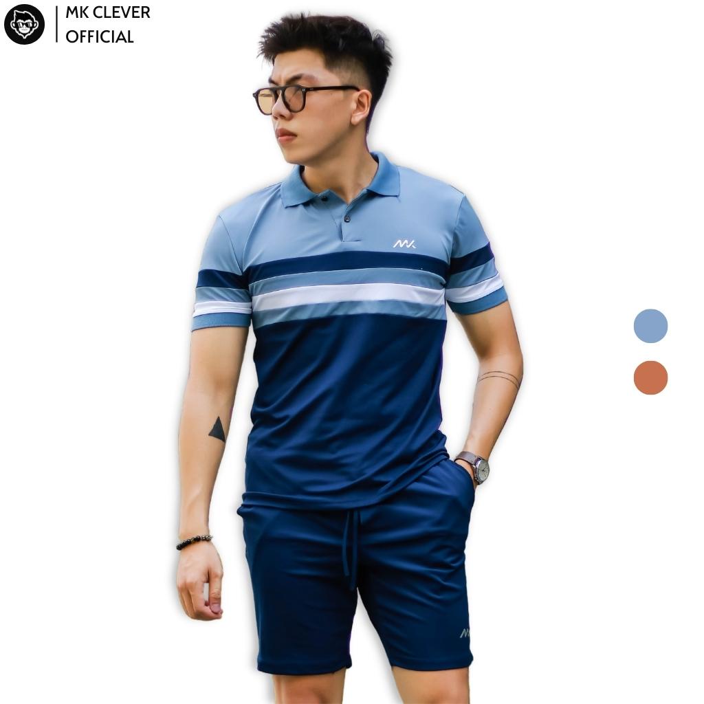 Bộ Thể Thao Cọc Tay Nam MK CLEVER Phối Màu Cao Cấp Chất Liệu Vải CVC Thấm Hút Co Giãn - Aspa